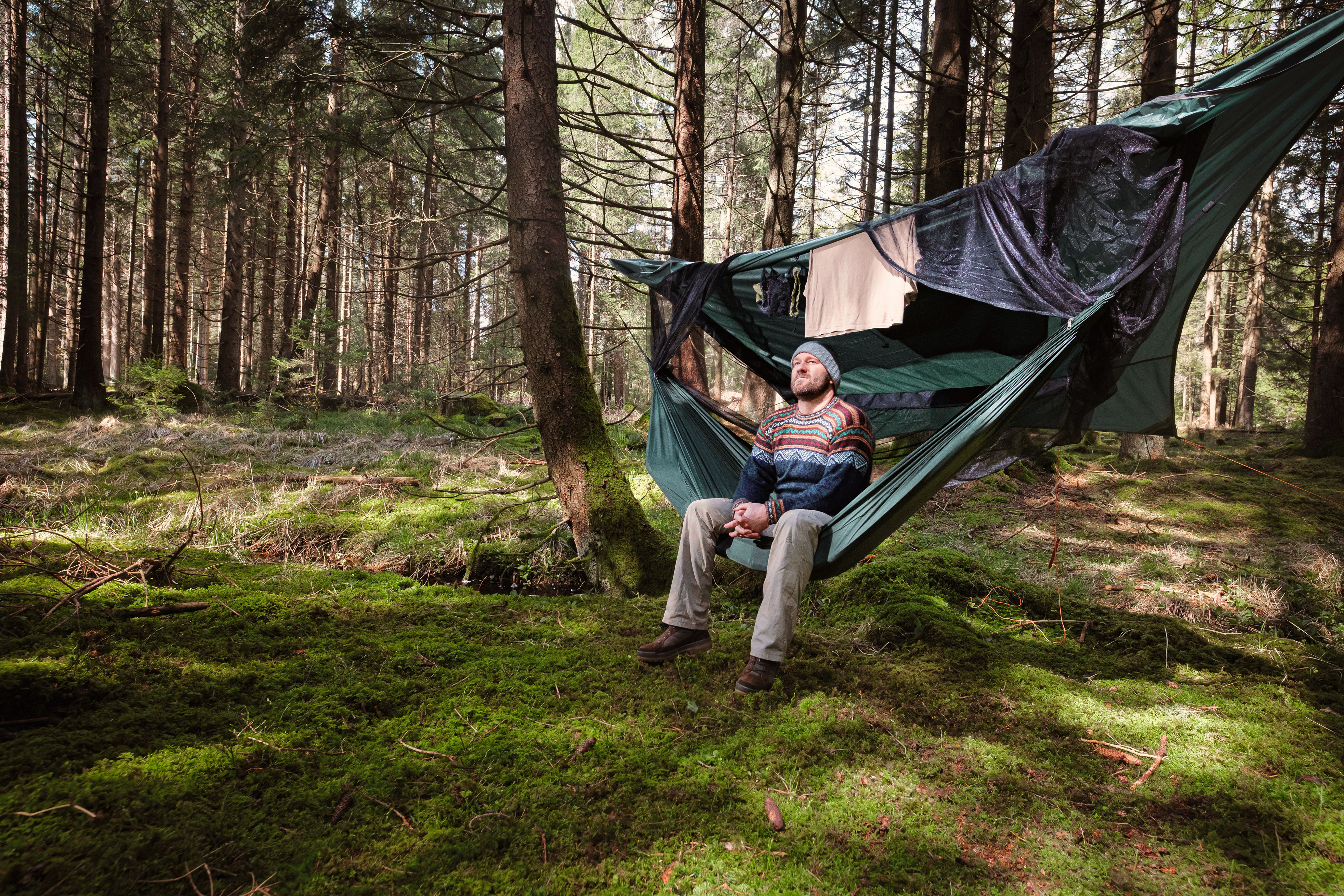 Amazonas - Traveller Camp für Angler Hängematte und Moskitonetz All in One - Grün