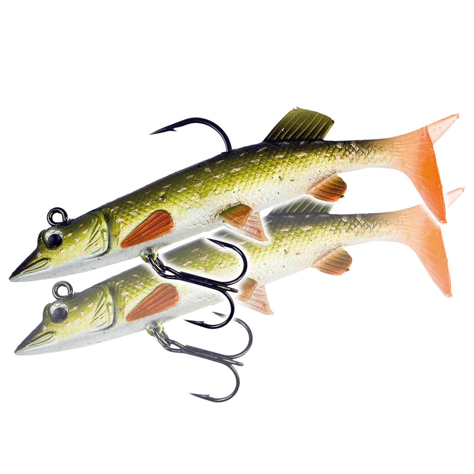 Trendex Pikey Hecht Softbait Köder 2er Set 12cm fertig montiert