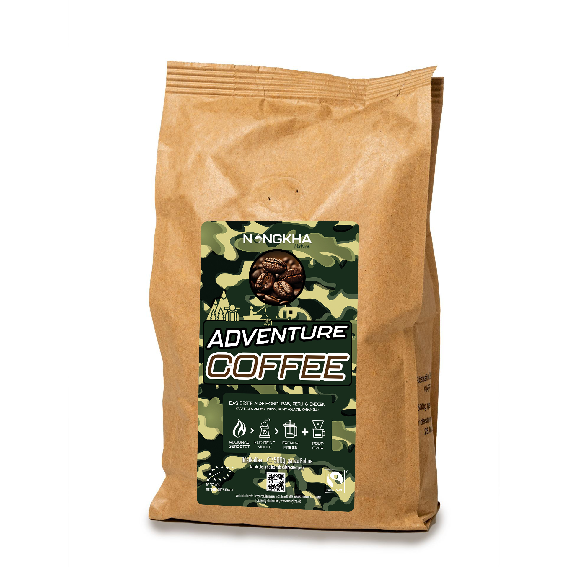 Nongkha Nature Adventure Coffee 500g ganze Bohne Angler Camping Outdoor Bushcraft Kaffee